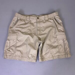 Savane Cargo Shorts Men's Size 40 Khaki Tan Elastic Waist Relaxed Fit Cotton